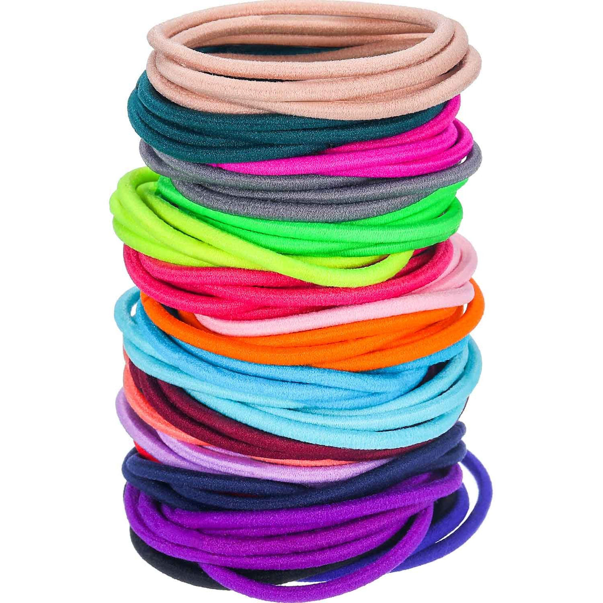 Eboot 100 Pieces Hair Elastics Ties Bands - Bright Color Ponytail Holders (5X0.3 Cm)