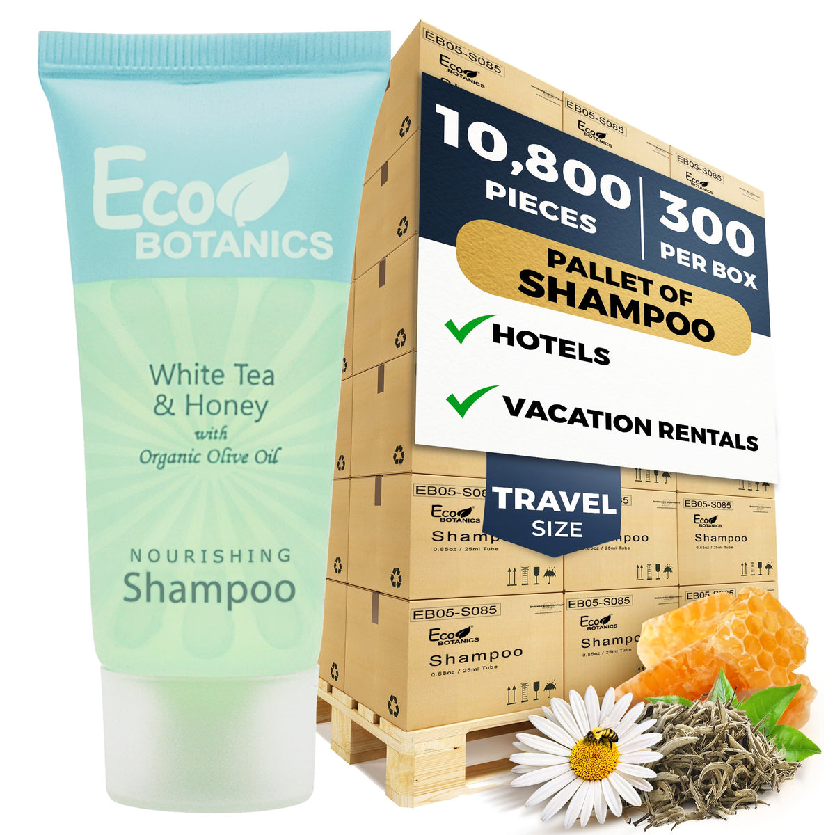 Eco Botanics Hotel Soaps & Toiletries Bulk Set - 10,800 Travel Size Shampoo & Soap Kits