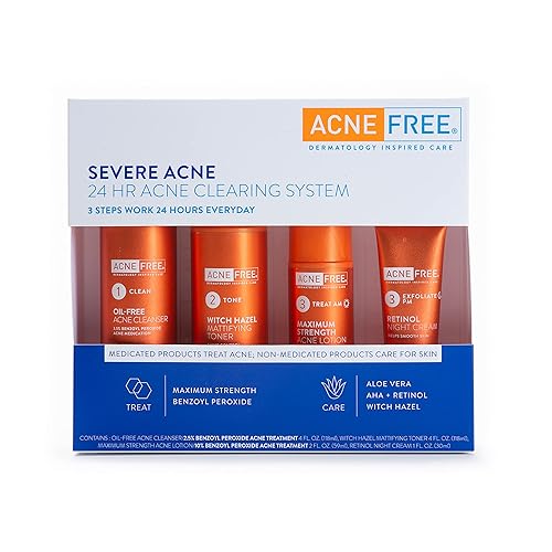 AcneFree Severe Acne 24 Hour Clearing System - 4 Step Kit for Stubborn Acne