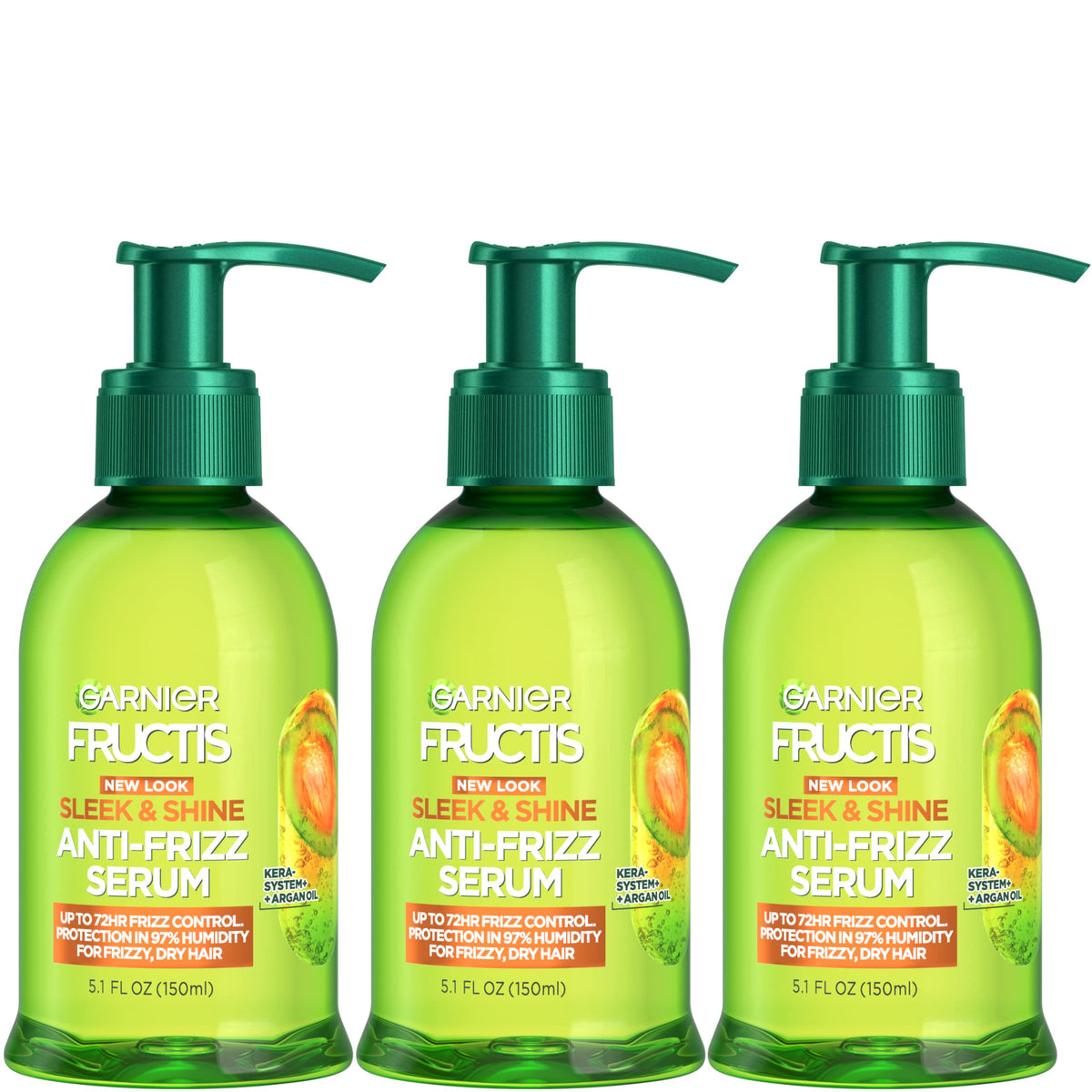 Garnier Fructis Sleek & Shine Anti-Frizz Serum, 5.1 Oz (3 Pack) For Frizzy