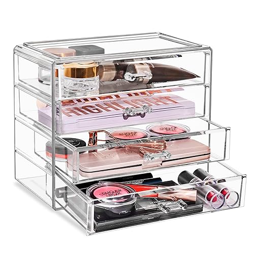 Sorbus Acrylic Makeup Organizer - 4 Drawer Clear Storage For Cosmetics & Jewelry, Vanity Essential