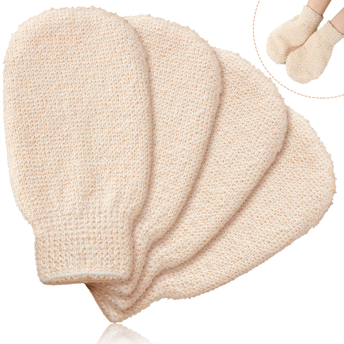 Tatuo 4 Pack Exfoliating Bath Shower Mitts - Deep Scrubbing Gloves For Smooth Skin