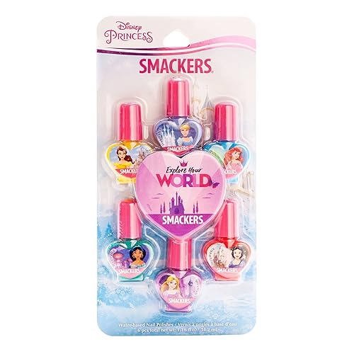 Lip Smacker Disney Princess Nail Polish - 6 Hydrating Fun Flavors, Cruelty-Free & Vegan