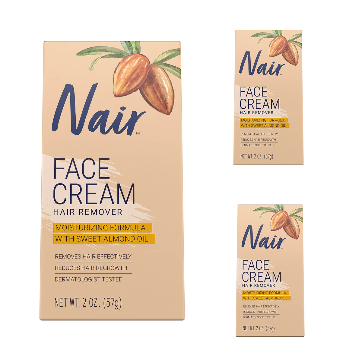 Nair Moisturizing Face Cream For Upper Lip & Chin, 2 Oz, Pack Of 3 - Hydrating Skincare