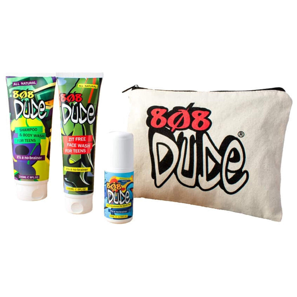 808 Dude Skincare Kit For Teens - Shampoo, Face Wash & Deodorant With Eco-Friendly Bag