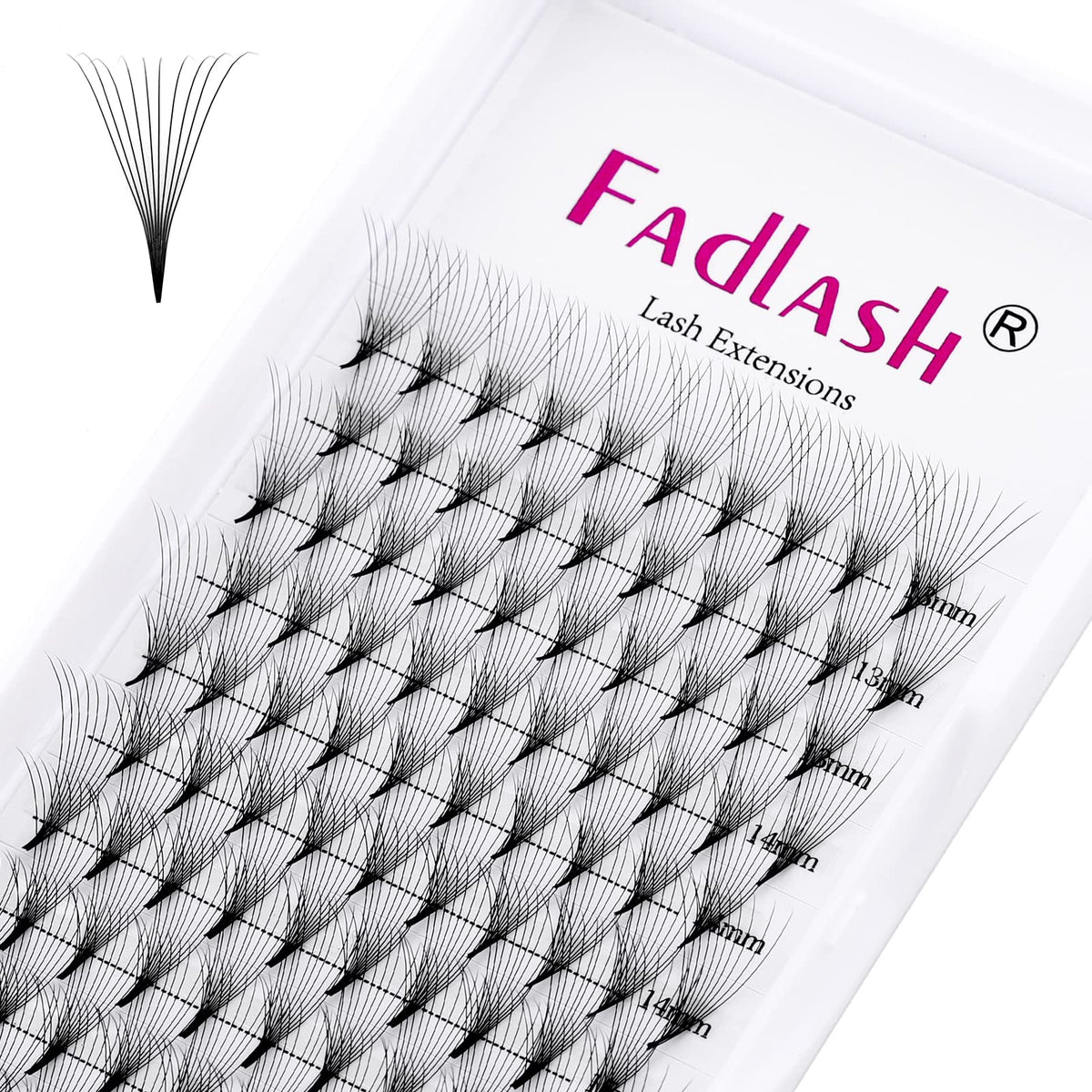 FADLASH 10D 0.07D Premade Lash Extensions - Volume Fans, 13-16mm, Pointed