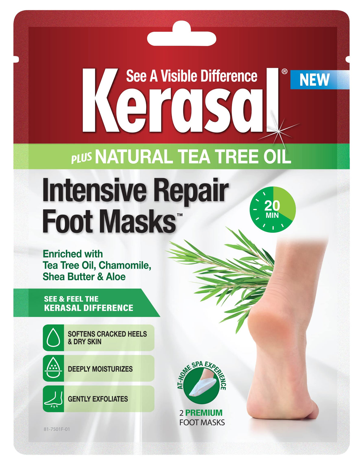 Kerasal Foot Mask For Cracked Heels & Dry Feet, Intensive Repair, 1 Count, 1 Pack