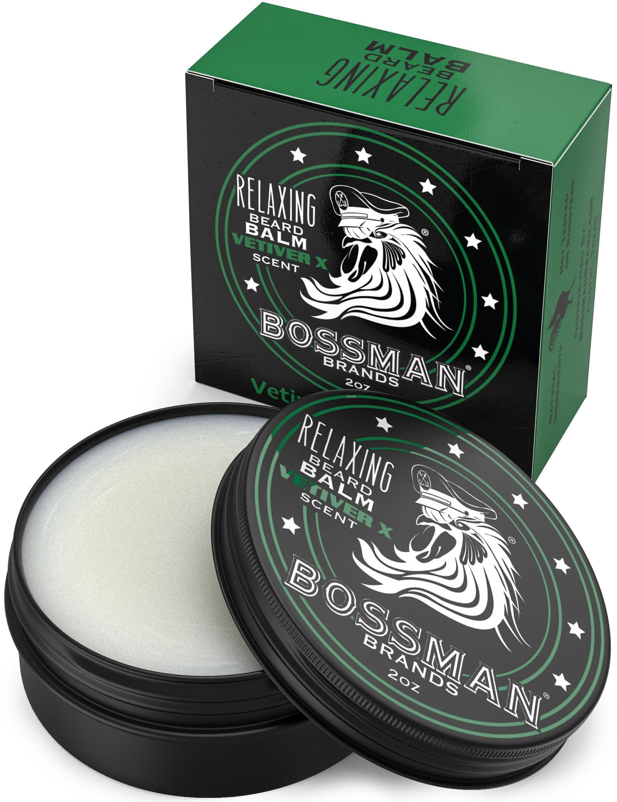 Bossman Beard Balm - Relaxing Tamer & Thickener, Vetiver Scent, 2 Ounce, Made In Usa