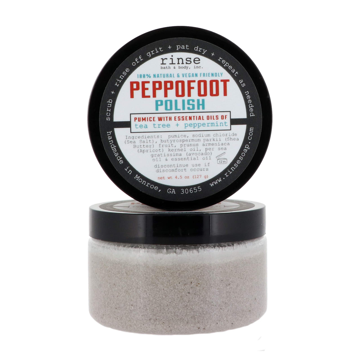 Rinse Bath & Body Peppermint Foot Scrub - Exfoliating Tea Tree Oil & Shea Butter, 4Oz