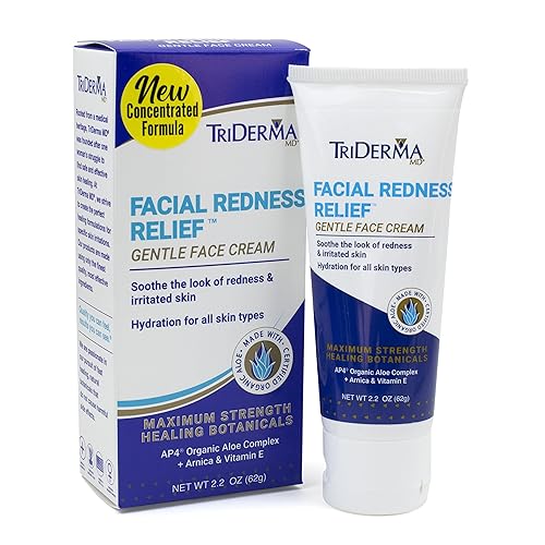 Triderma Facial Redness Relief Cream - Soothing Moisturizer For Sensitive Skin, 2.2 Oz.