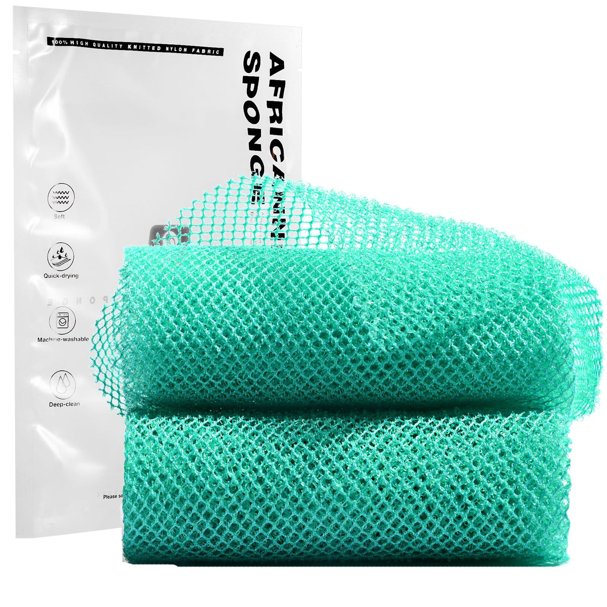 Ujfqbh 2-Pack African Bath Sponge, Exfoliating Nylon Body Scrubber, Green For Daily Use