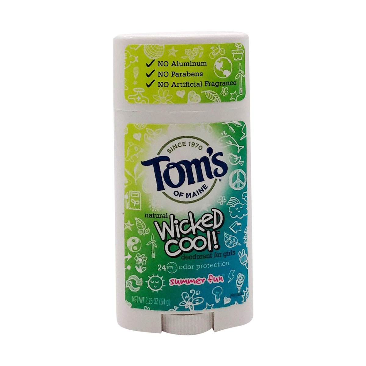 Tom's of Maine Wicked Cool! Natural Deodorant for Teen Girls, 2.25 oz, Summer Fun