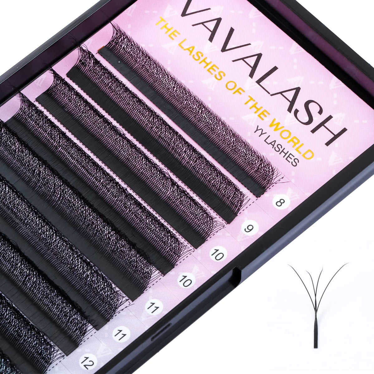 VAVALASH 4D W-Shaped Eyelash Extensions 0.07 D Curl, 14mm Premade Volume L