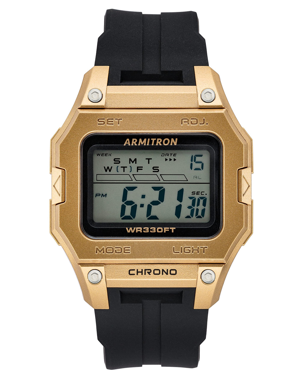 Armitron Sport Men'S Black/Gold Digital Chronograph Resin Strap Watch 40/8460