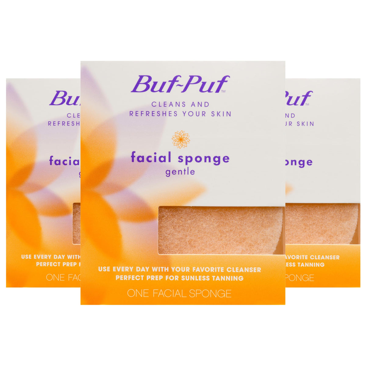 Buf-Puf Gentle Facial Sponge, Reusable Exfoliating Silicone, 3 Count - Removes Dirt & Makeup