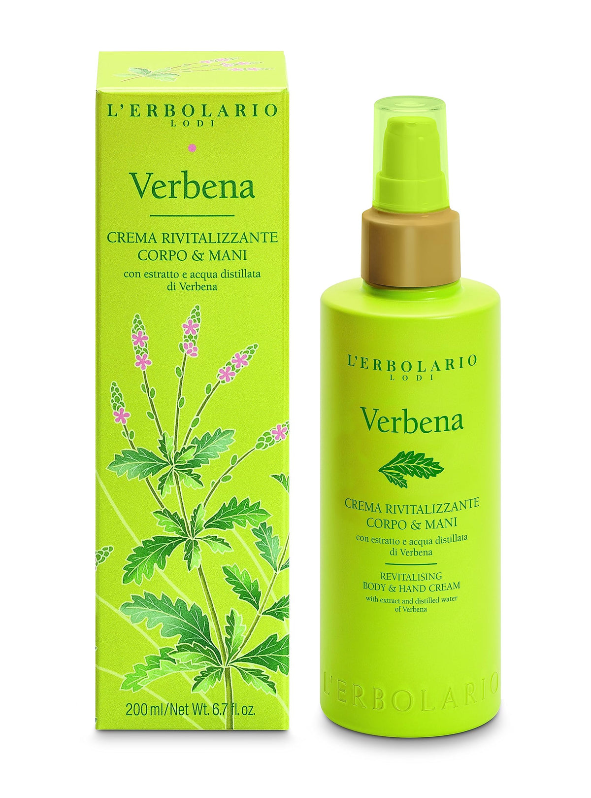 L'Erbolario Verbena Revitalizing Cream For Body & Hands, 200Ml, Cranberry Scent