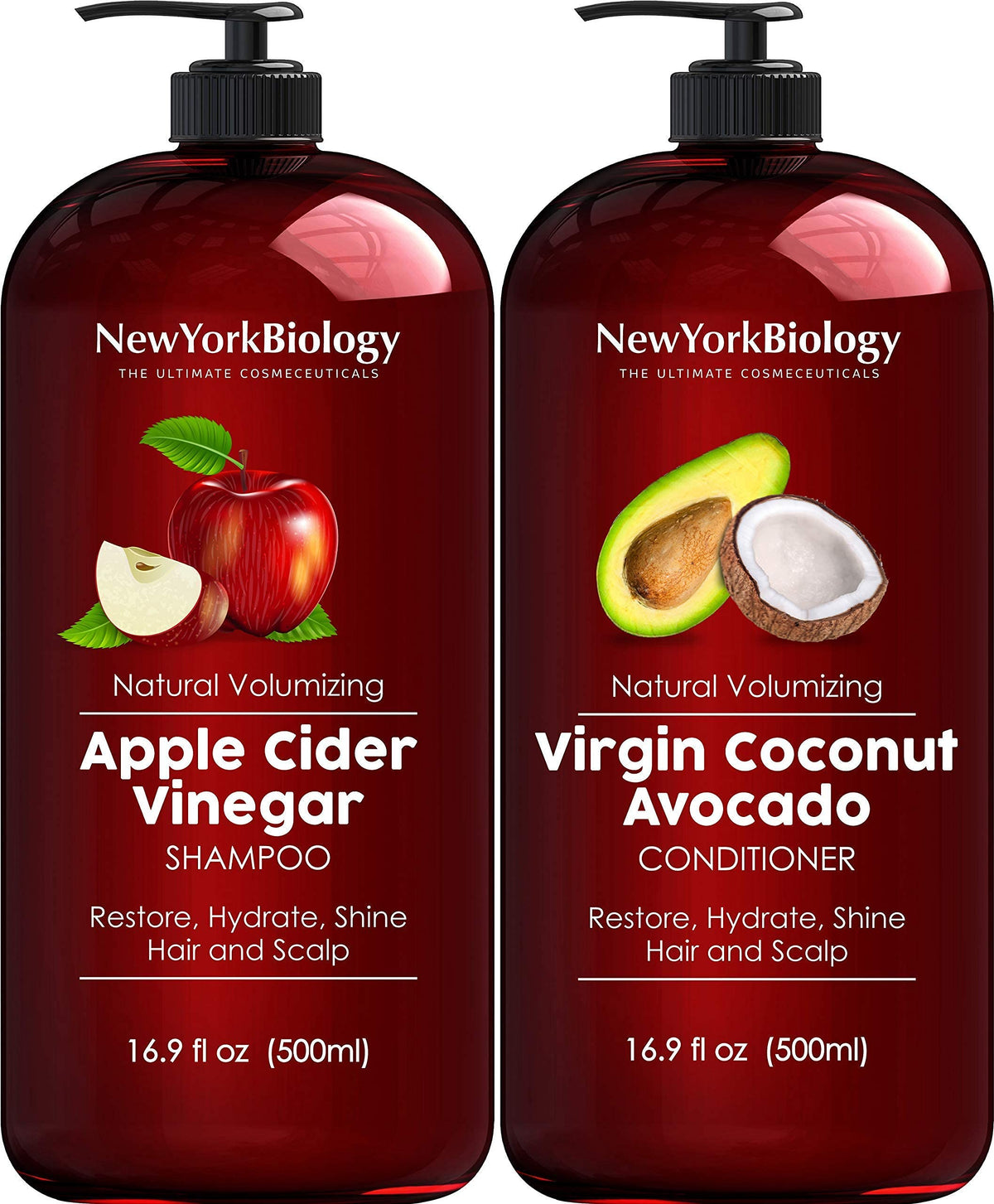 New York Biology Tea Tree Shampoo & Conditioner Set - Dandruff Relief & Hair Growth - 16.9 Fl Oz