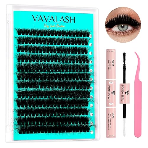 VAVALASH 80D Lash Clusters Kit - 10-20mm Wispy Volume Lashes, Glue & Tweezer for