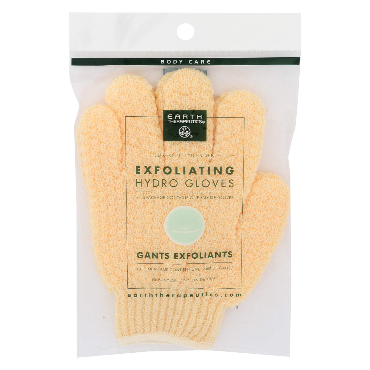 Earth Therapeutics Exfoliating Hydro Gloves, Natural Cotton, 1 Count - Spa Quality Skin Care