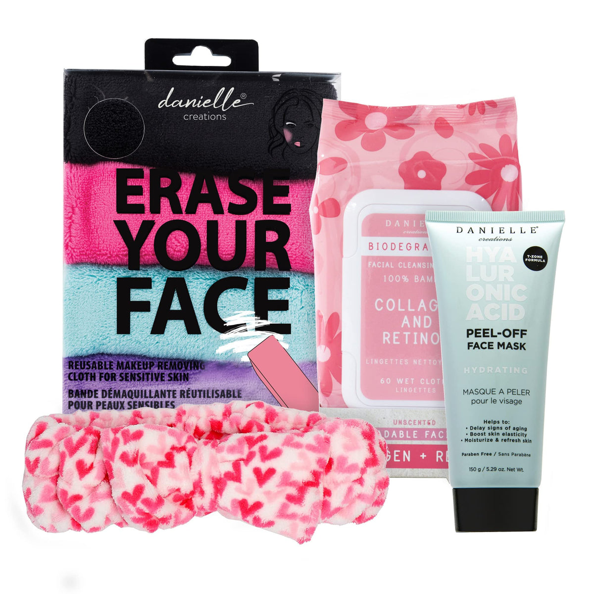 Erase Your Face Pink Micellar Water Wipes Gift Set, 4 Pieces, 1 Count, Cotton