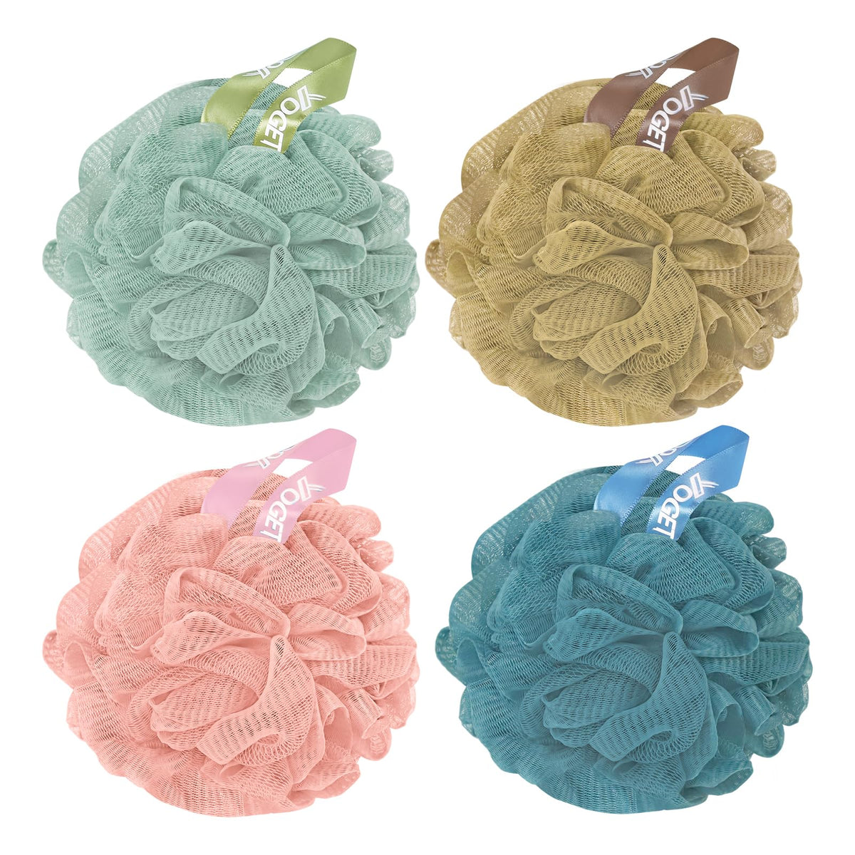 Yoget 4 Pack Green Shower Loofah Sponge - 60G Exfoliating Bath Sponge For Clean, Soothe Skin