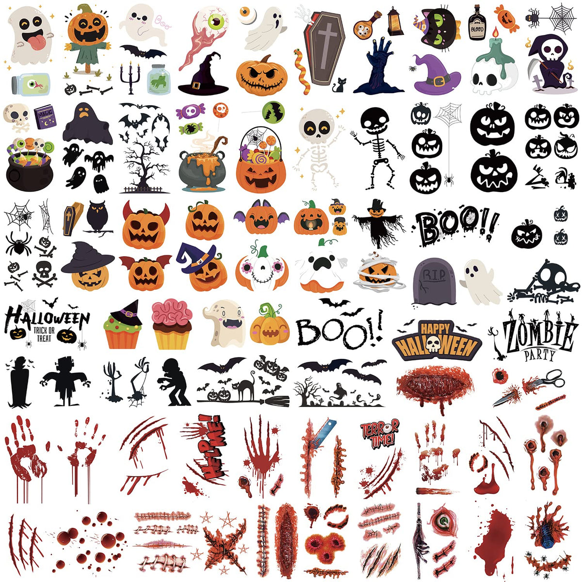 Esland Halloween Temporary Tattoos - 40 Pcs Cute & Realistic Scars For Kids & Adults