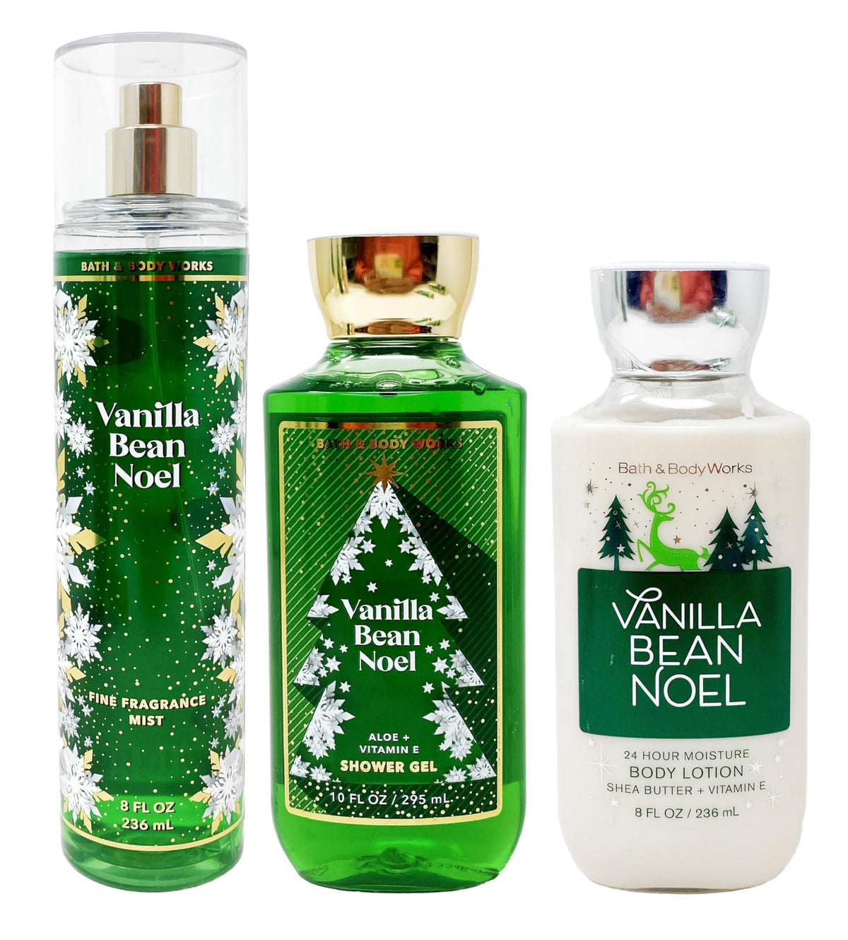 Bath & Body Works Vanilla Bean Noel Daily Trio Set - 3 Piece Winter Collection 2020