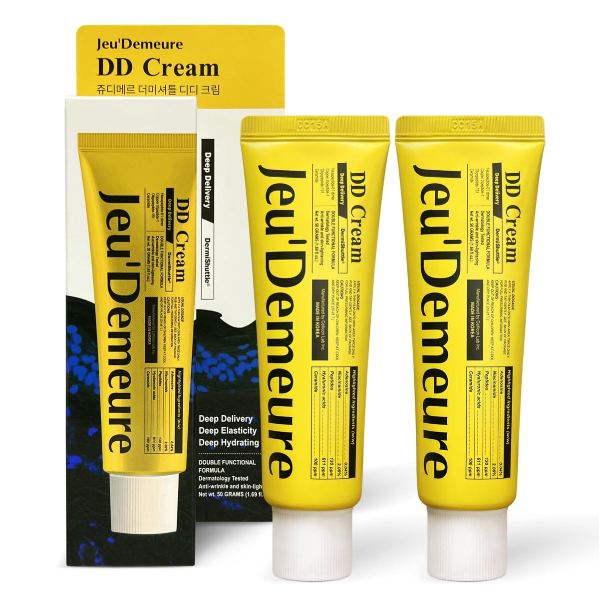 Jeu'Demeure Dd Cream - Deep Hydration Face & Neck Moisturizer With Peptide & Hyaluronic Acid (2Ea