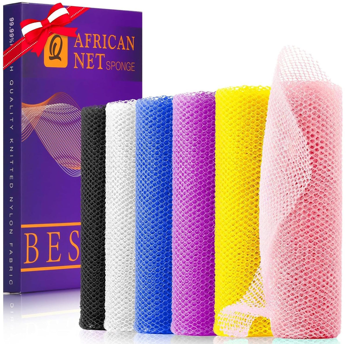 Ujfqbh 6 Pieces African Bath Sponge Set - Exfoliating Shower Scrubber, Multi-Color