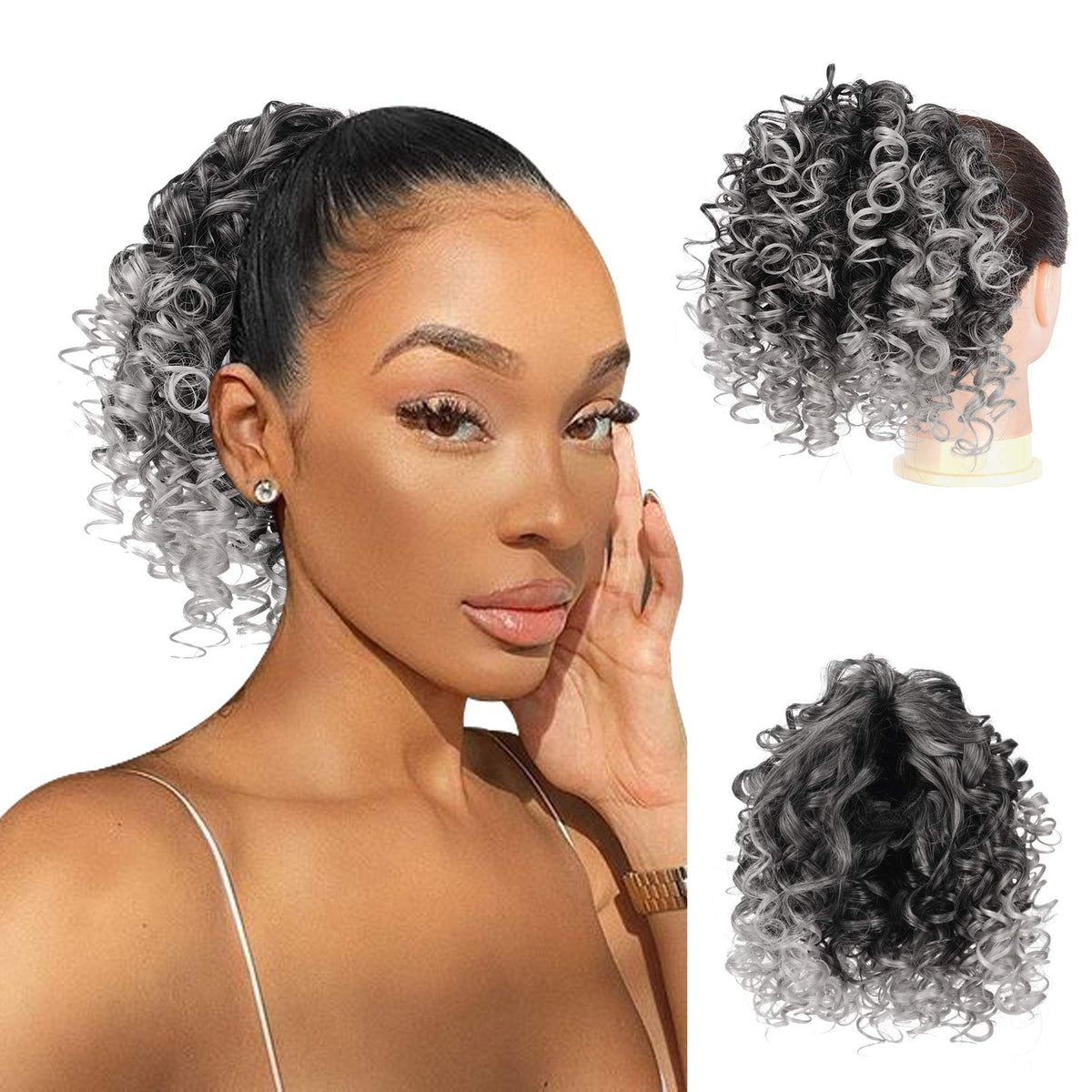 Peacoco 6 Inch Kinky Drawstring Ponytail Hair Piece For Black Women & Girls, T1B/0906