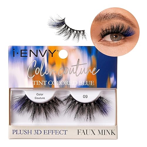 i•ENVY Faux Mink Colored Lashes - Blue, Pink, Purple, Maximum Fluffiness & Volume, 1 Count