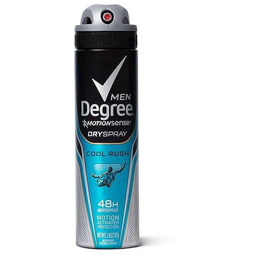 Degree Men Antiperspirant Deodorant Dry Spray, 48 Hour Odor Protection, Cool Rush, 3.8 Oz