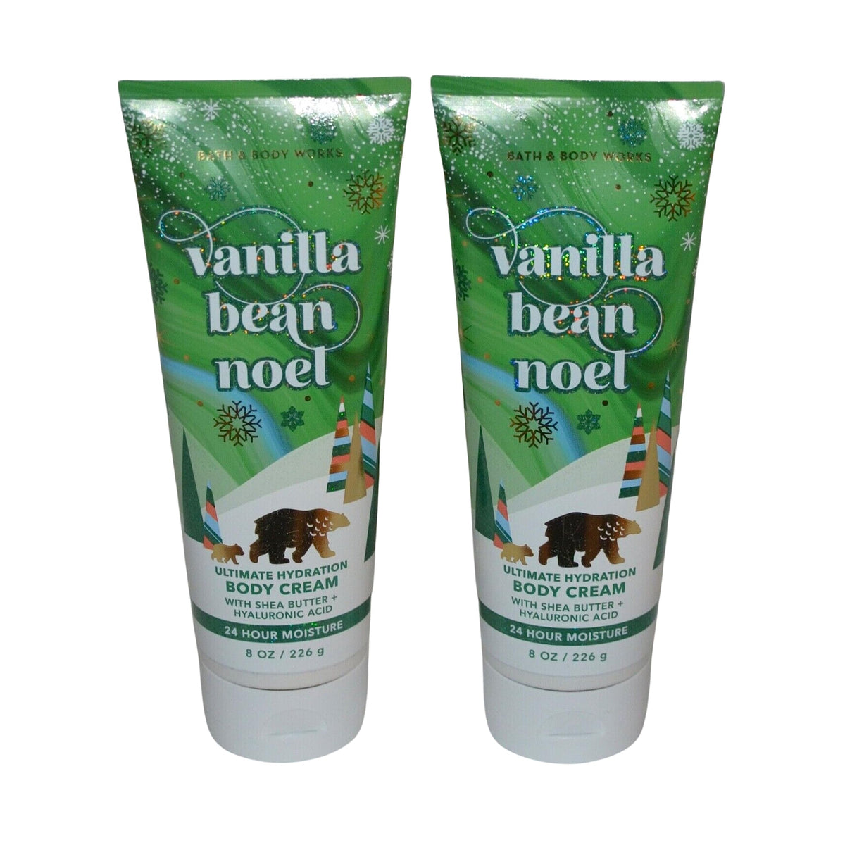 Bath & Body Works Vanilla Bean Noel Hydration Body Cream, 2-Pack, 8 Fl Oz