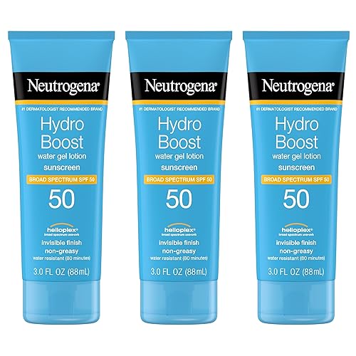 Neutrogena Hydro Boost Spf 50 Water Gel Sunscreen Lotion, 3-Pack Travel Size For Sensitive Skin