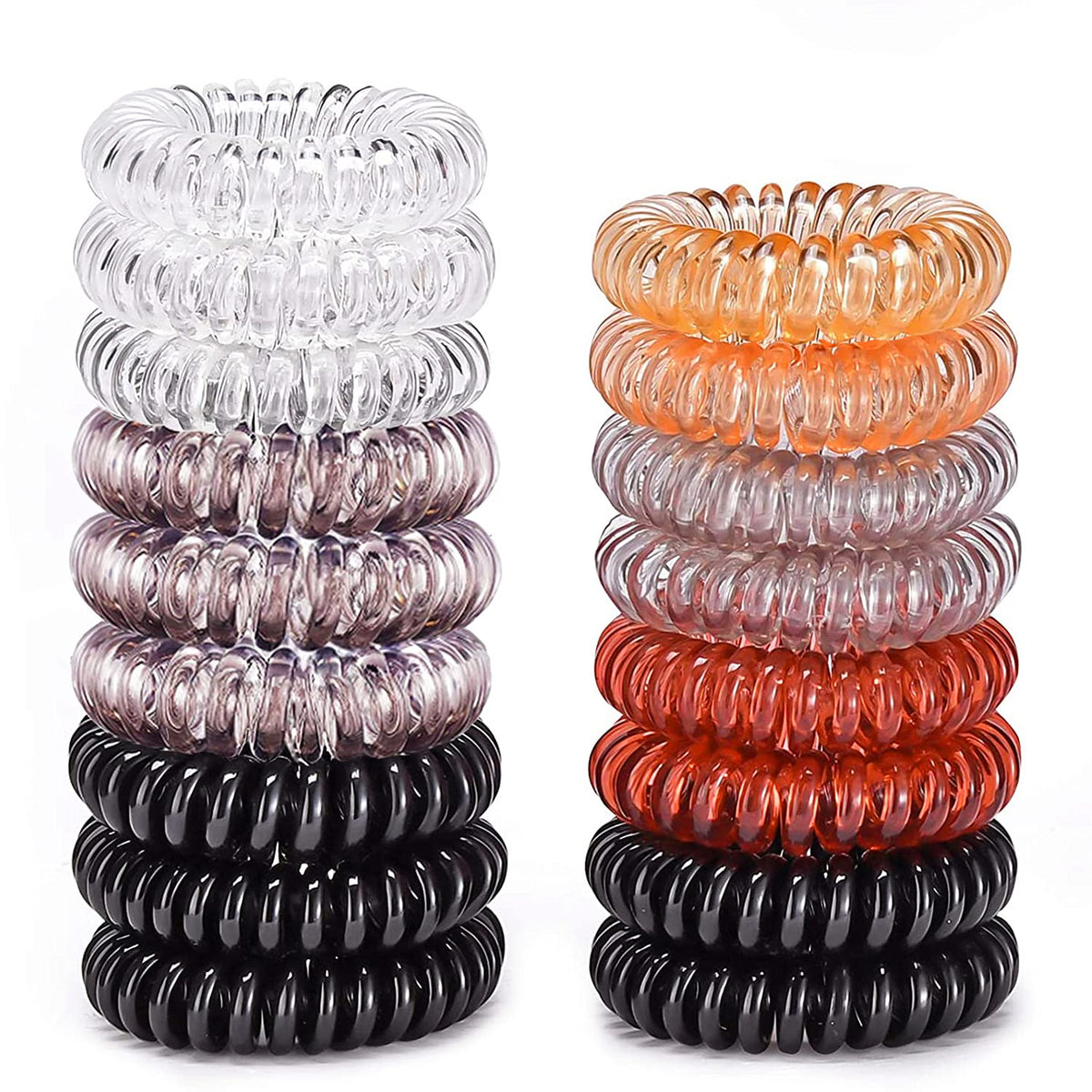 Teqifu 17 Pack No Crease Hair Ties - Waterproof Spiral Hair Coils For Women & Girls