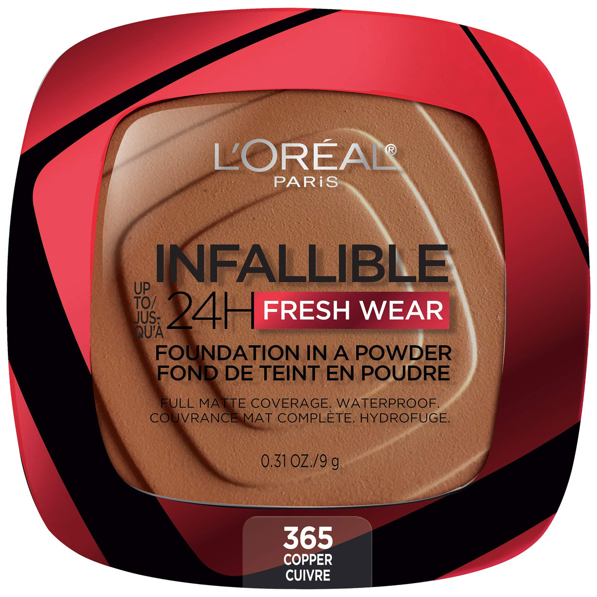 L'Oreal Paris Infallible Fresh Wear Foundation Powder, Waterproof, Copper, 0.31 Oz.