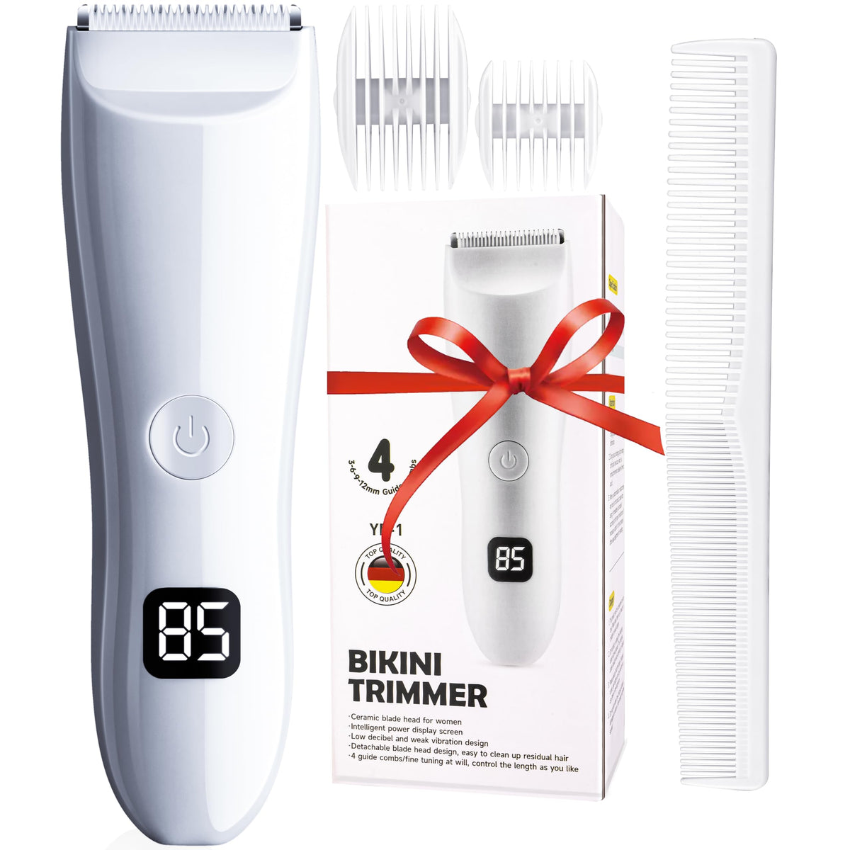 Shinetrim Bikini Trimmer For Women - Waterproof Electric Razor, No Nicks, Groomer Kit (White)