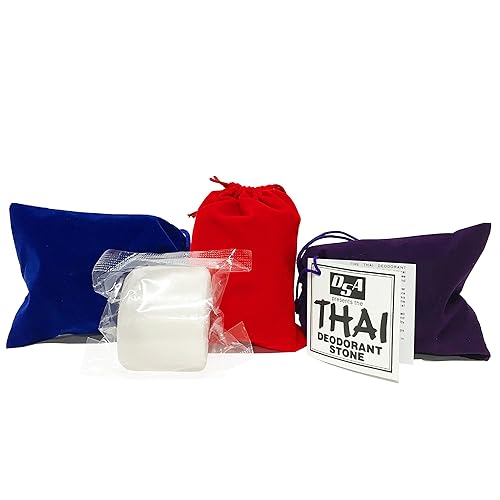 Thai Deodorant Stone 5.5 Oz With Velvet Pouch - Natural, Long-Lasting Odor Protection