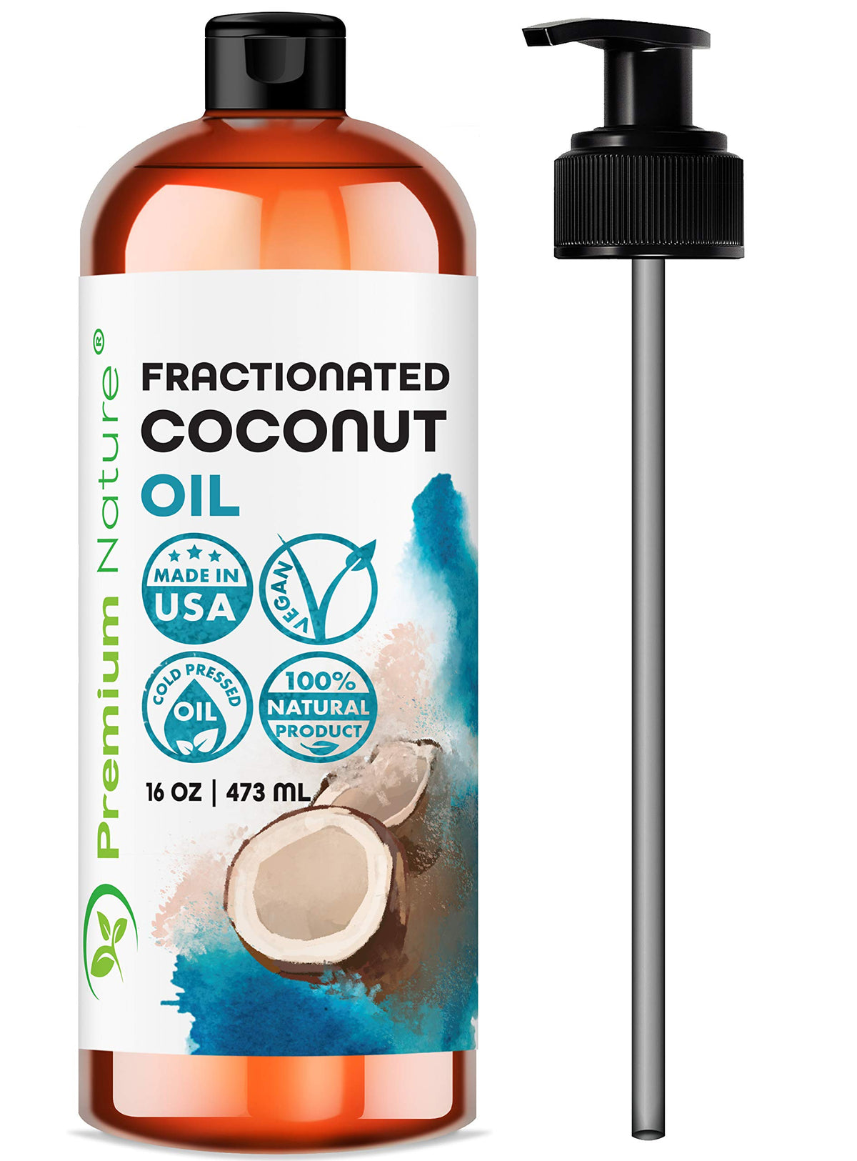 Premium Nature Fractionated Coconut Oil 16Oz - Best Carrier Oil For Skin & Hair Moisturizer