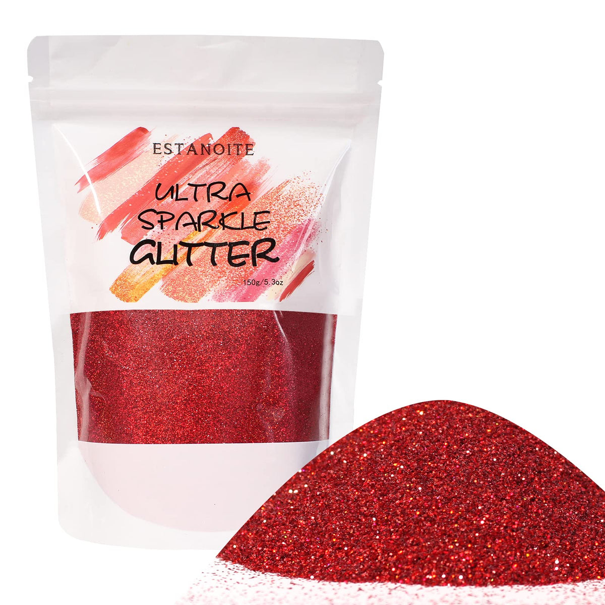 Estanoite Holographic Glitter Powder 150g - Xmas Red Extra Fine for Resin, Makeup, Crafts, Nail Art