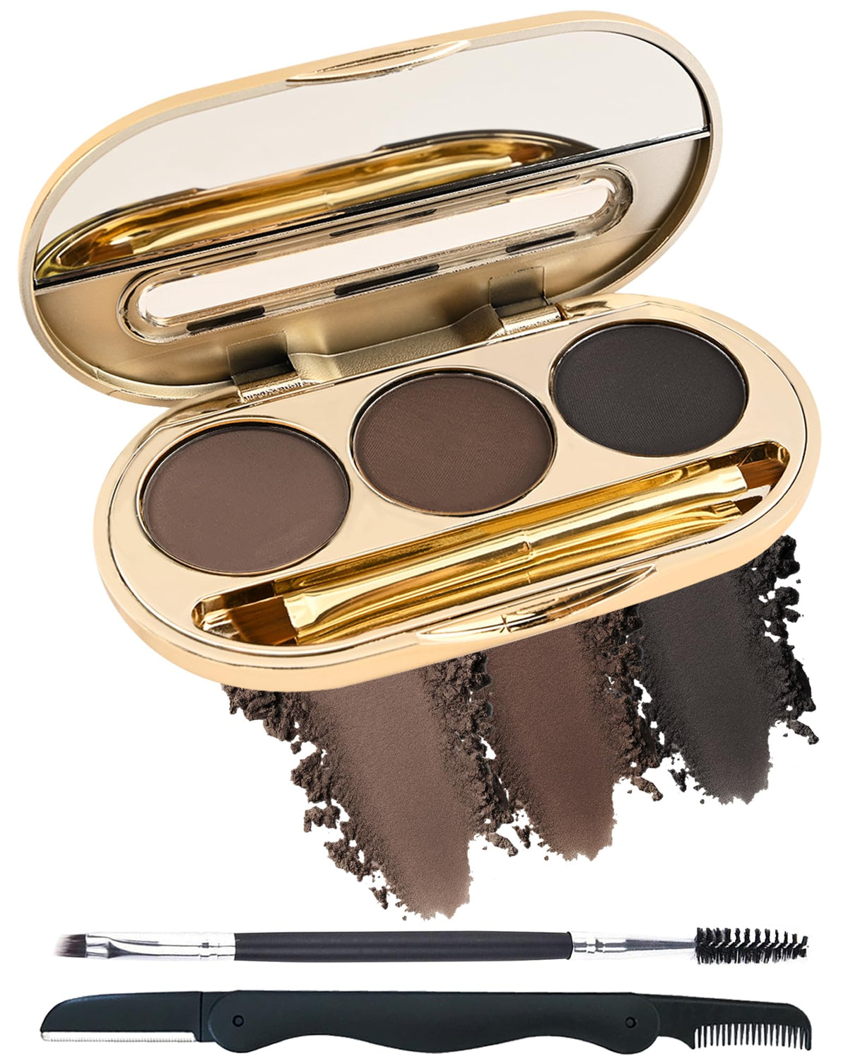 Lysdefeu Eyebrow Powder Makeup Kit - 3 Colors Waterproof Brow Tint Palette With Mirror & Tool Set 03