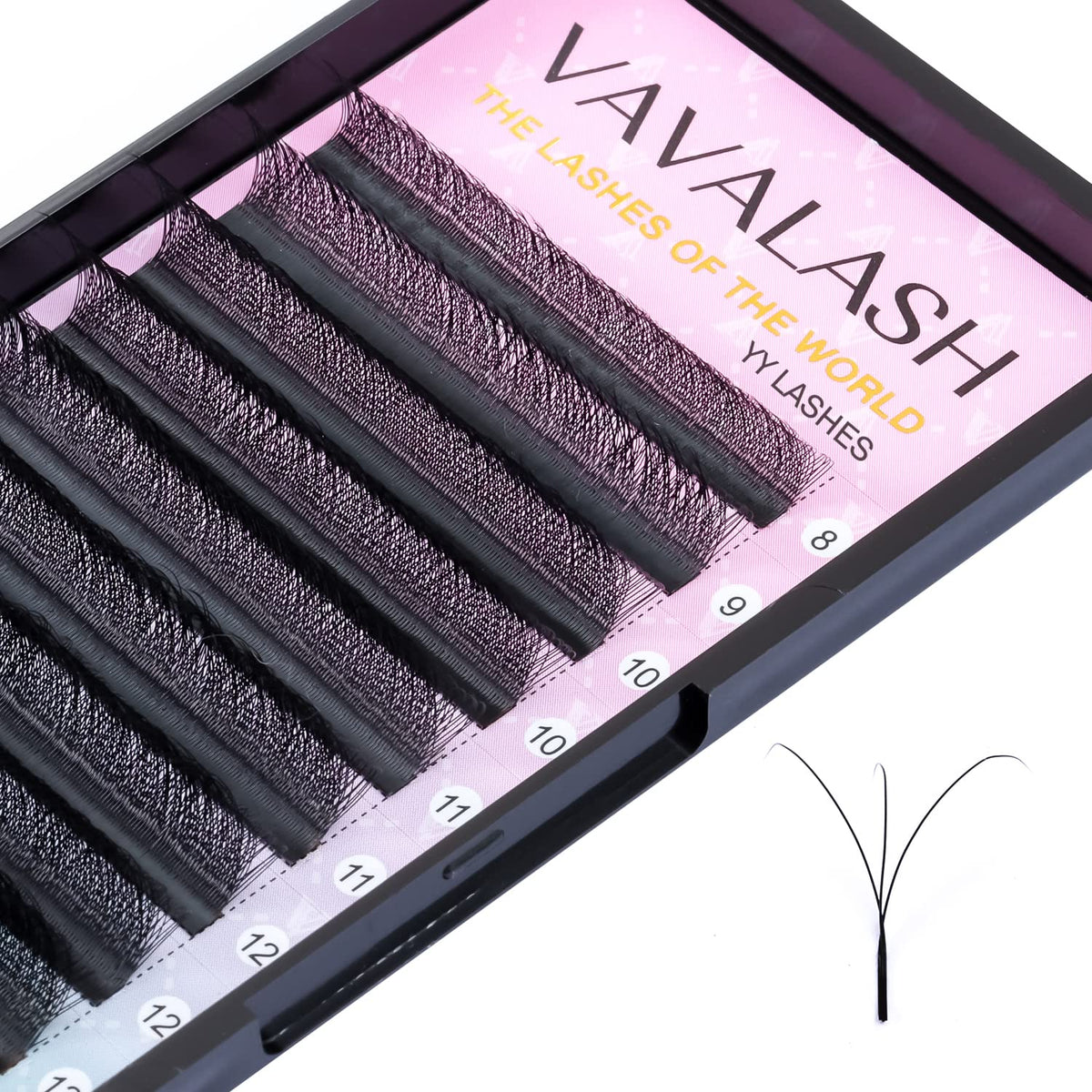 VAVALASH 3D Premade Fans 0.07 C Curl Eyelash Extensions, 11mm Matte Black W-shaped