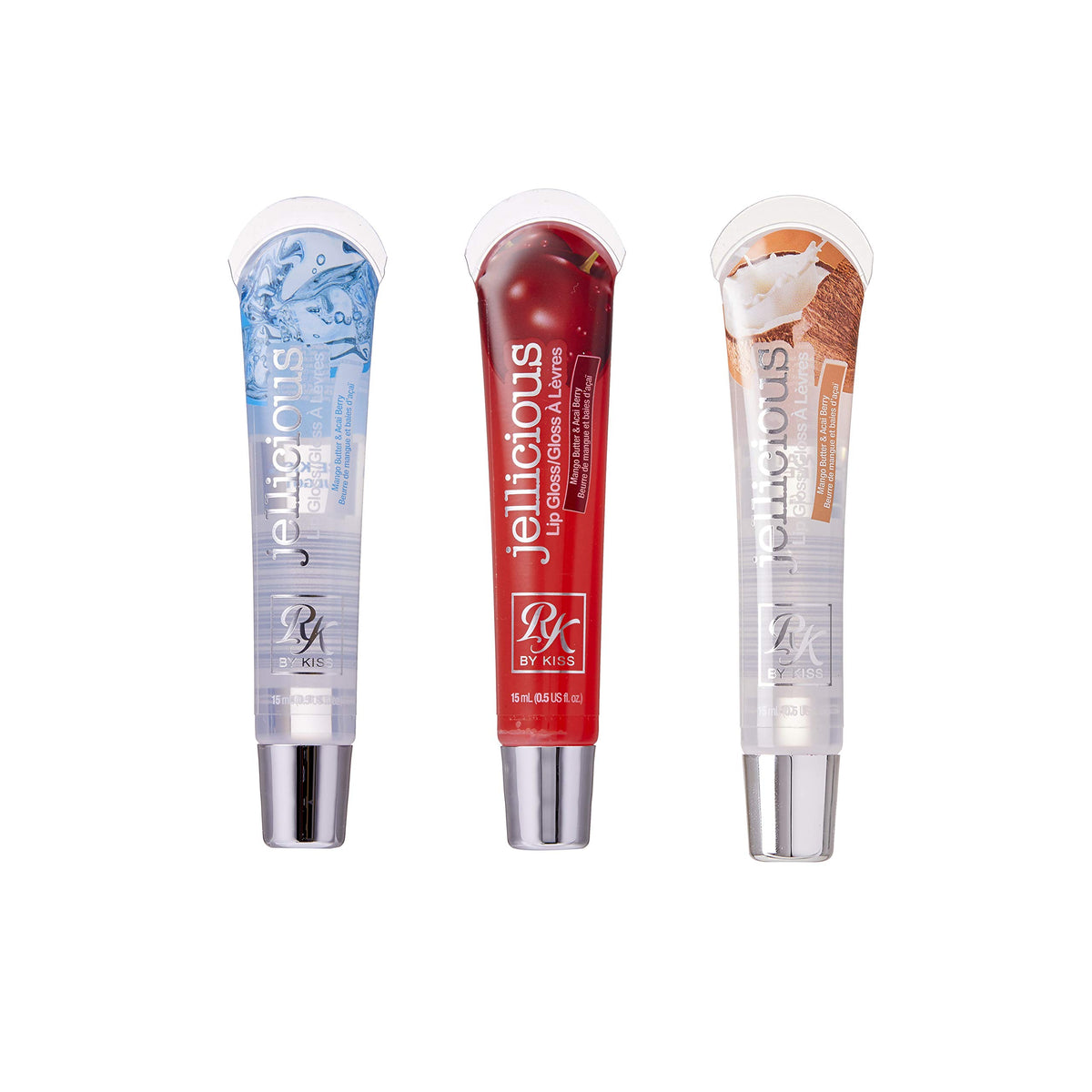 Ruby Kisses Jellicious Lip Gloss Set - Clear, 0.5 Fl Oz (Pack Of 3) - Mouth Watering