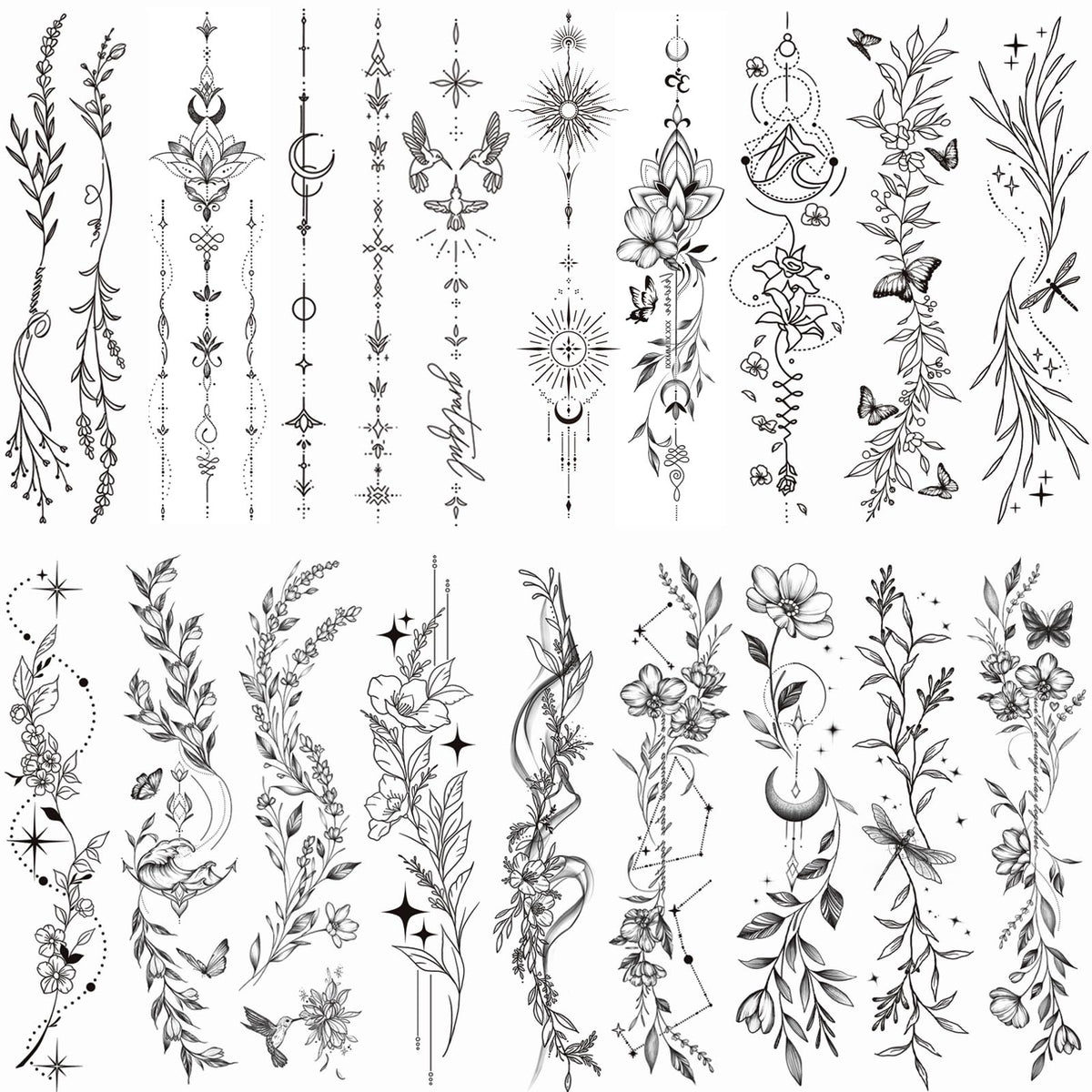 Tazimi 24 Sheets Temporary Tattoos For Women - Realistic Floral Waterproof Body Art Stickers