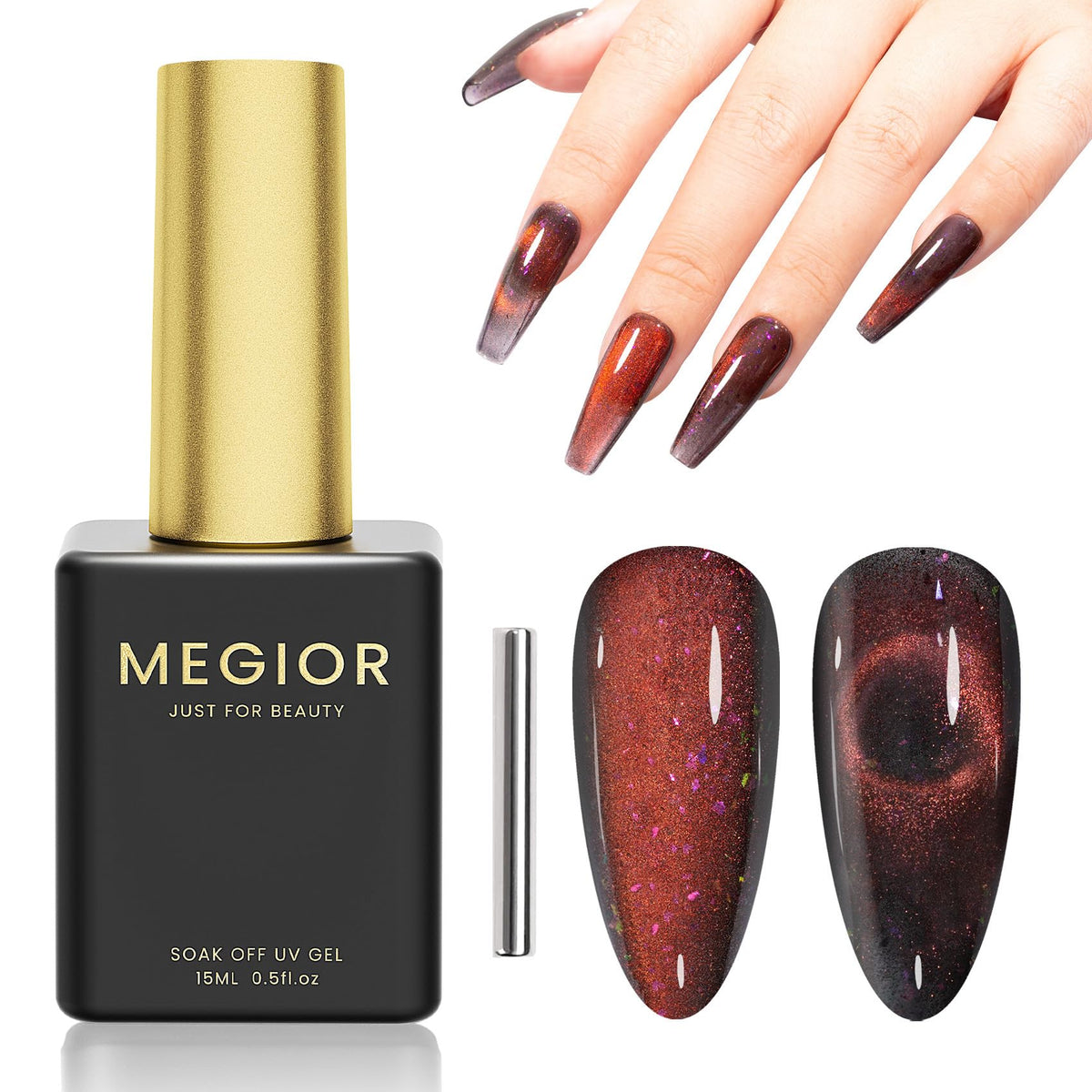 Megior Starry Sky Cat Eye Gel Nail Polish - 15Ml Holographic Magnetic Nail Art, Diy Manicure