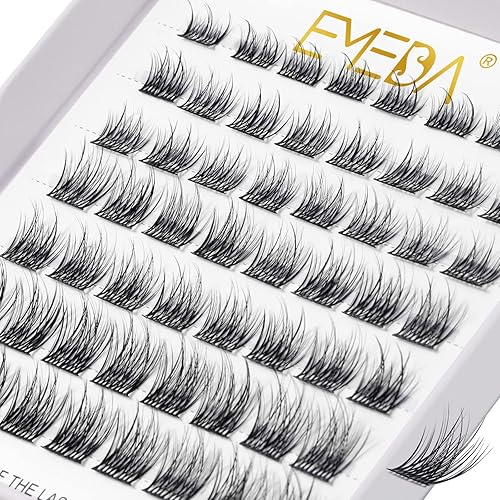 EMEDA Lash Clusters 56PCS - C Curl 14mm DIY Eyelash Extensions, Natural Black, Stable Quality