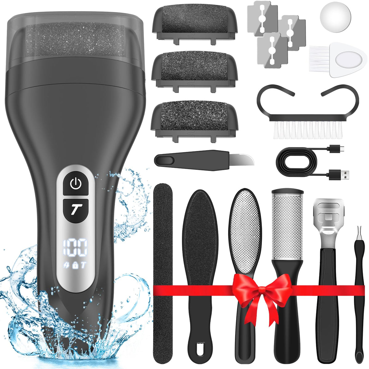 Adampark Electric Callus Remover - Rechargeable Waterproof Foot File For Cracked Heels & Dead Skin