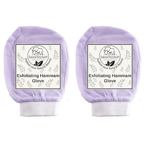 Natural Elephant Hammam Glove Exfoliator Mitt - Lovely Lilac (Pack Of 2) For Face & Body