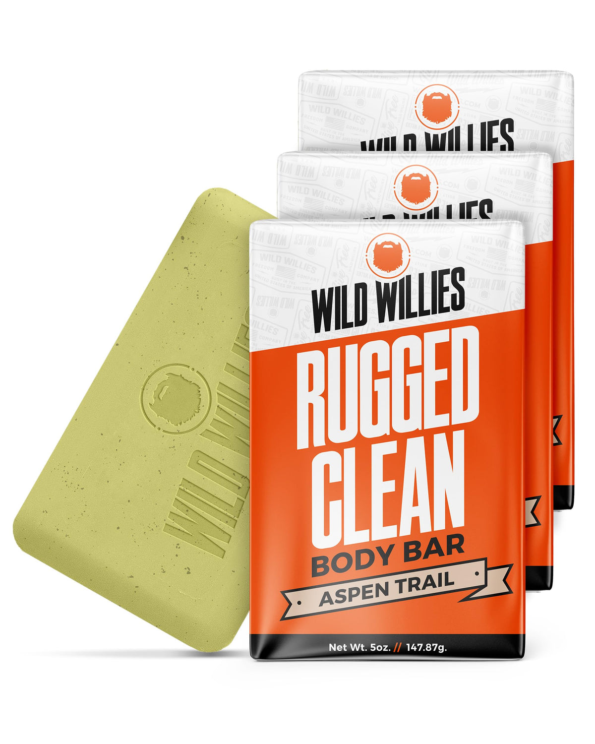 Wild Willies Moisturizing Men'S Bar Soap - Shea Butter, Odor Protection, Aspen Trail Scent, 3 Pack