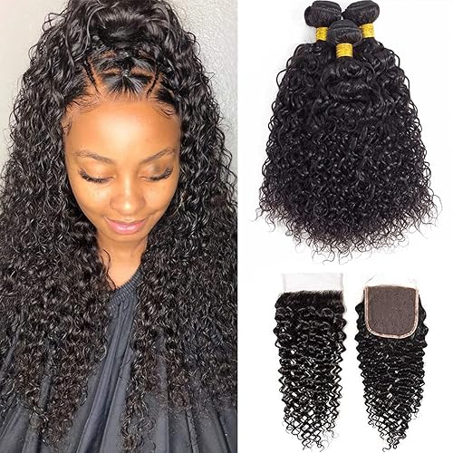 ROYAL IMPRESSION 12A Curly Hair Bundles with Closure 100% Virgin Kinky Curly 12-16&quot;